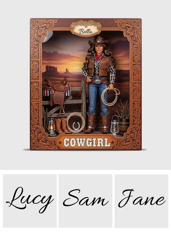 Cadeau pour les cowgirls - Plaque acrylique personnalisée en forme de cowgirl