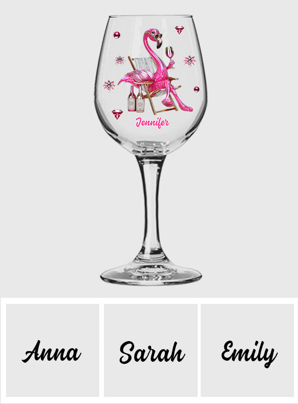 Soyez un flamant rose parmi les pigeons - Verre à vin flamant rose personnalisé à longue tige