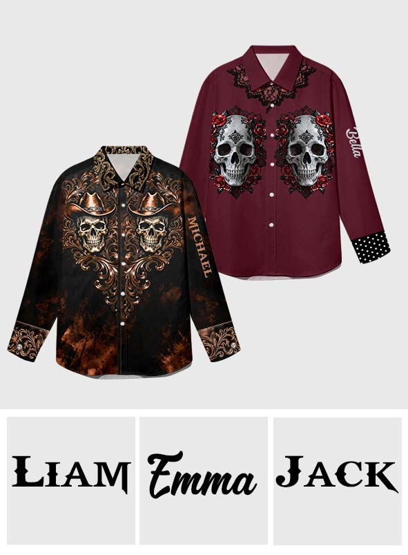 Chemise à boutons personnalisée Skull Cowboy - Tête de mort