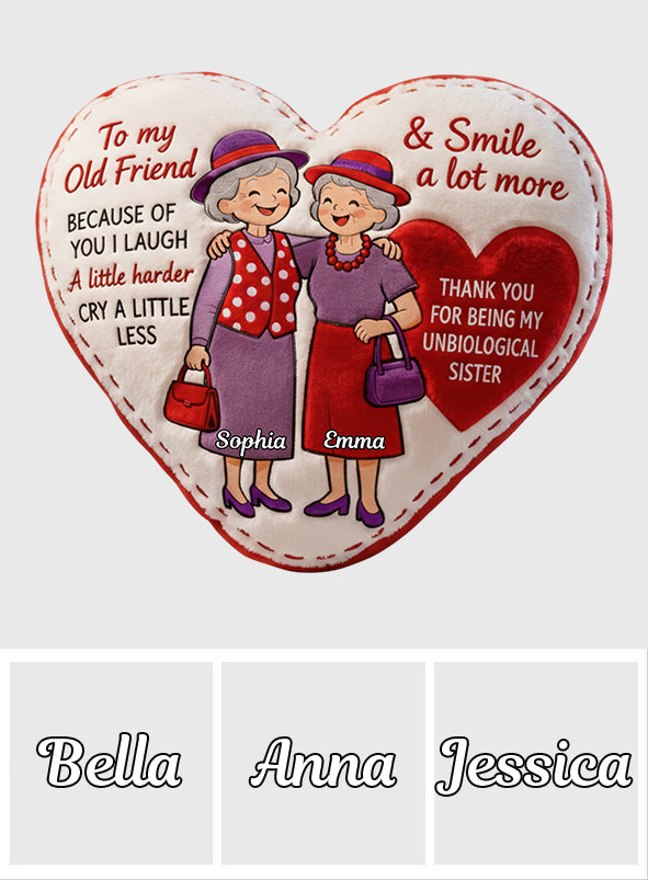 Vieux amis - Coussin personnalisé en fausse fourrure en forme de meilleure amie