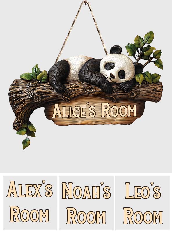 Panneau de chambre Panda mignon - Panneau en bois personnalisé pour les amoureux des pandas