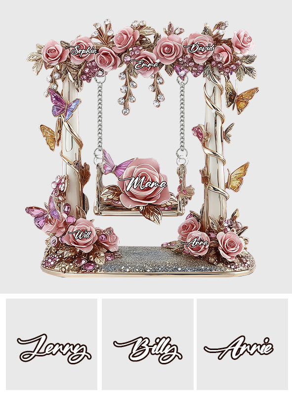 Plaque personnalisée « Maman Grand-mère Balançoire Fleurie Jardin » avec breloque