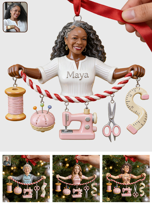 Sew Much Joy This Christmas - Personalized Sewing Ornament With Charm