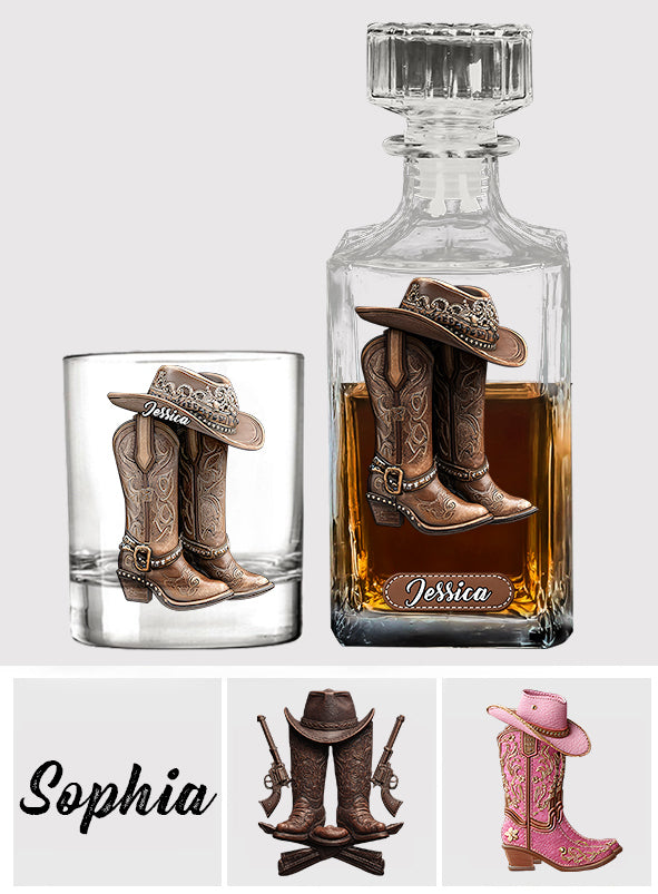 Western Spirit - Coffret carafe à whisky personnalisée Cowgirl