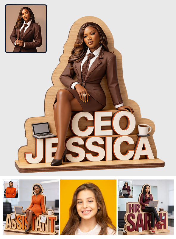 Custom Table Name Plate For Officer - Personalized Colleague 2 Layered Big Freestanding