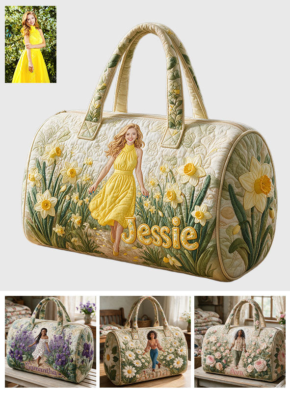 Birth Month Flower - Personalized Self Love Quilted Duffle Bag