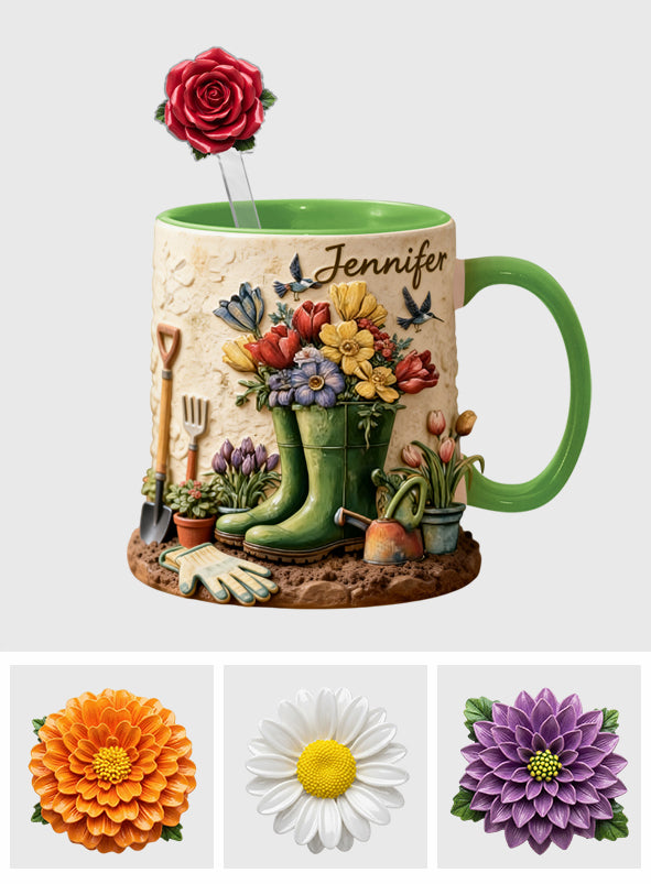 J'adore le jardinage - Mug décoratif personnalisé avec agitateurs en acrylique