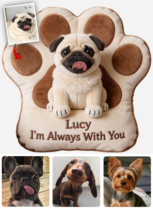 Quand tu me manques, serre ce coussin contre toi - Coussin personnalisé en forme de chien en fausse fourrure