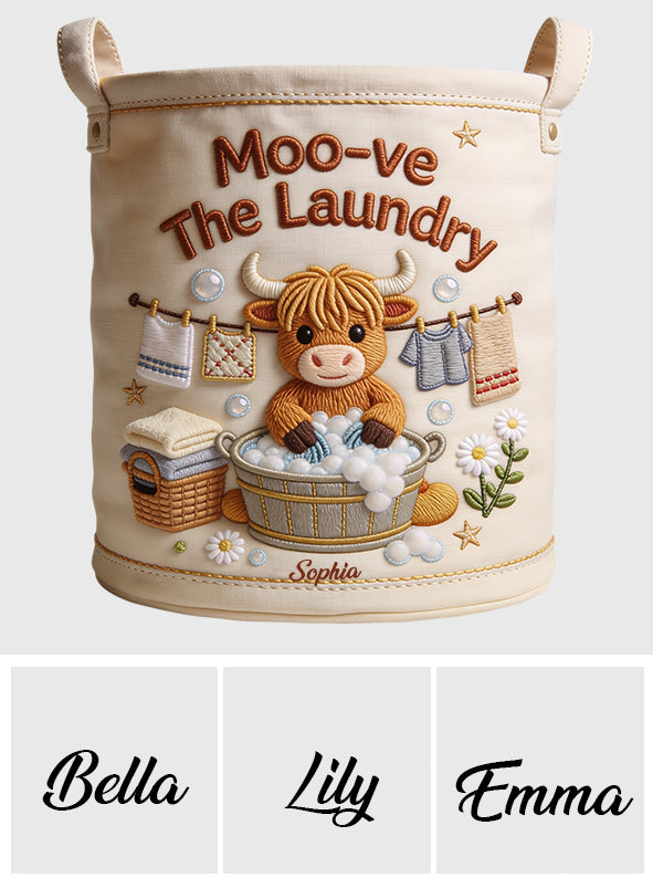 Moo-ve The Laundry - Personalized Highland Cow Storage Basket