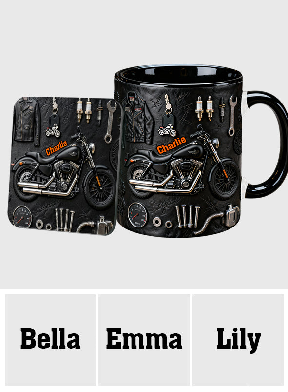 Mug et sous-verre personnalisés sur le thème de la moto