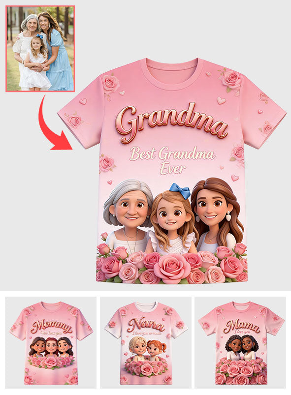Custom Any Photo Best Mom, Grandma Ever - Personalized Grandma All Over Shirt