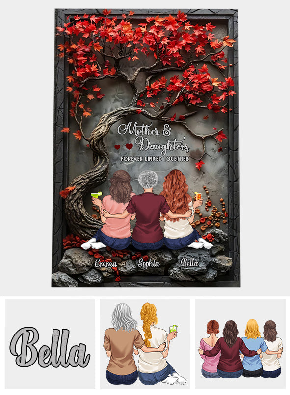 Mother & Children Forever Linked Together - Personalized Mother Canvas And Poster