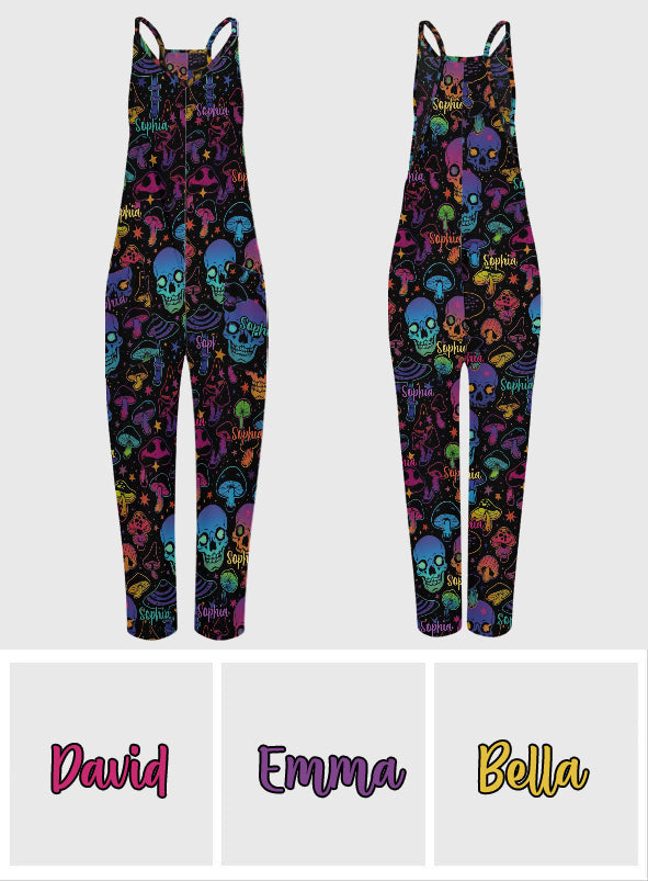 Combinaisons/salopettes hippies personnalisées à motif champignon et crâne