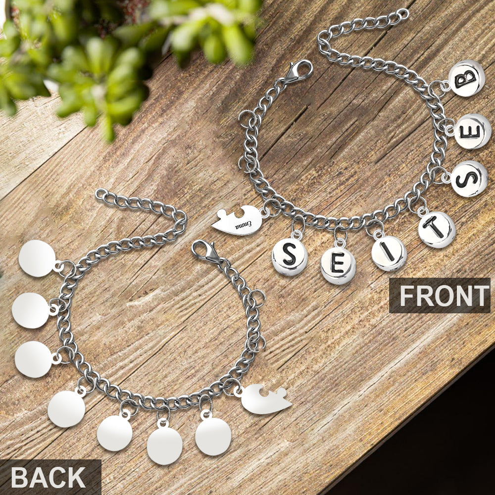 Bracelet Besties Pieces Of Heart - Bracelet personnalisé Bestie avec breloques