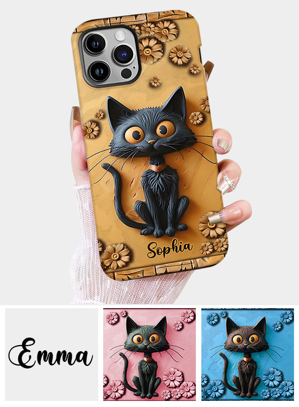 Cute Black Cat - Personalized Black Cat Full Print Phone Case