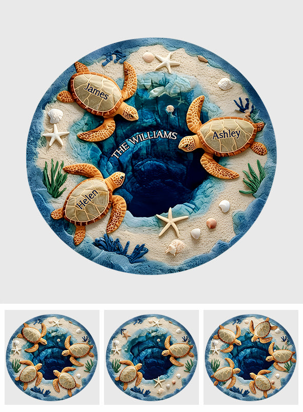 Notre famille - Tapis touffeté antidérapant personnalisé avec motif tortue