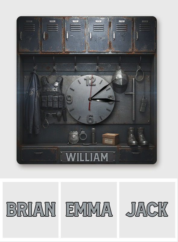 Serve And Protect - Police Locker Art - Personalized Police Officer LED Light Wall Clock