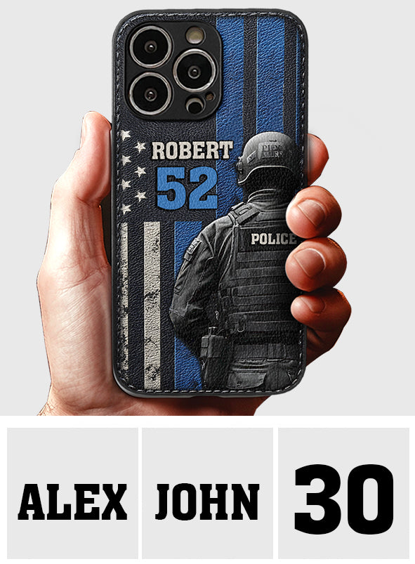 Vie de policier - Étui de téléphone en cuir personnalisé pour policier