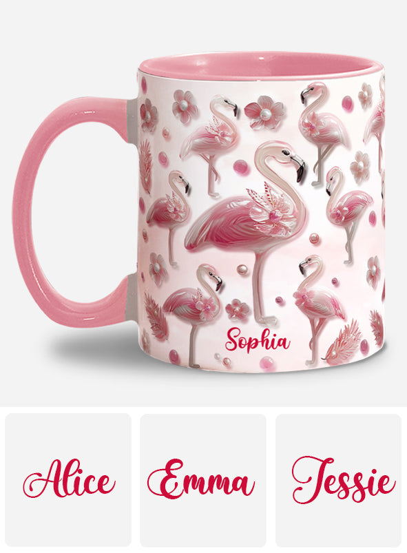 Crystal Pink Flamingo - Personalized Flamingo Accent Mug