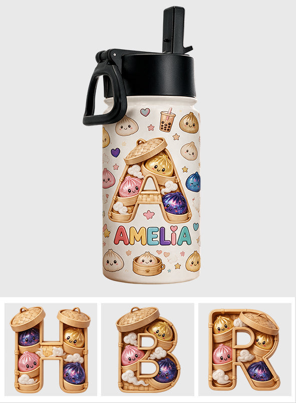 Bouteille d'eau personnalisée pour enfants - Alphabet Dumpling mignon et amusant
