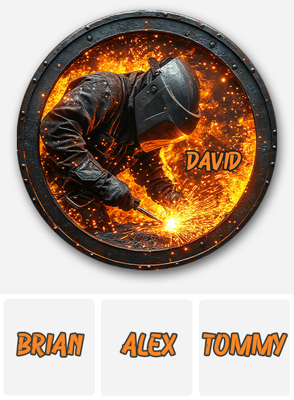 Gift For Welder Man - Personalized Welder Round Metal Sign