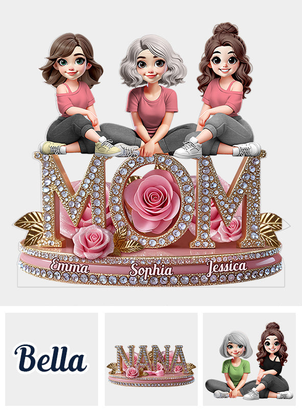 Pink Floral Mom - Personalized Mother Custom Shaped Acrylic Plaque