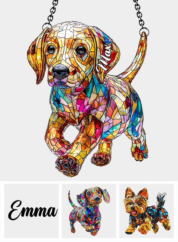 I Love My Dog - Personalized Dog Window Hanging Suncatcher Ornament