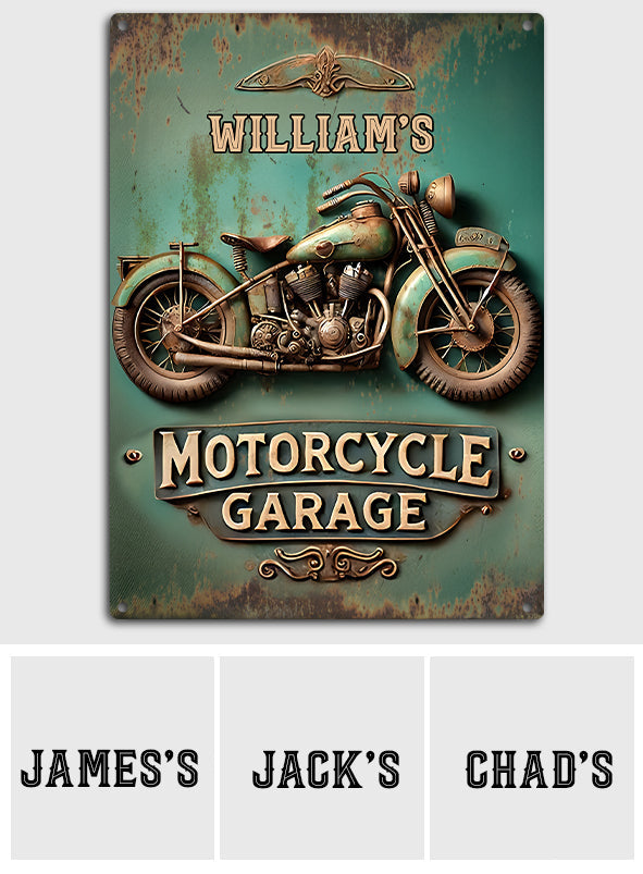 Garage à motos - Panneau métallique rectangulaire personnalisé pour motards
