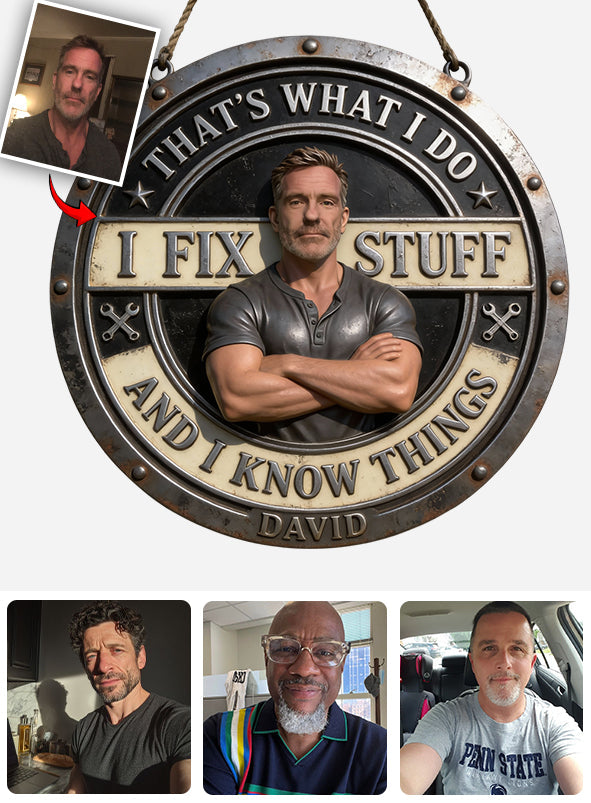 Panneau métallique personnalisé « Je répare tout » découpé à la main, à partir de n'importe quelle photo