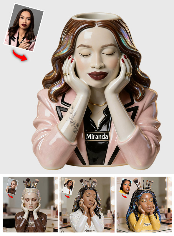 Beauty Dreamer - Makeup Brush Holder Muse - Personalized Makeup Acrylic Pot