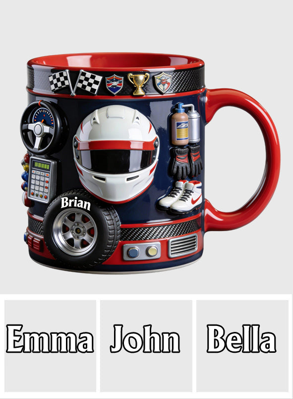 Né pour la course - Mug et sous-verre personnalisés sur le thème de la course automobile