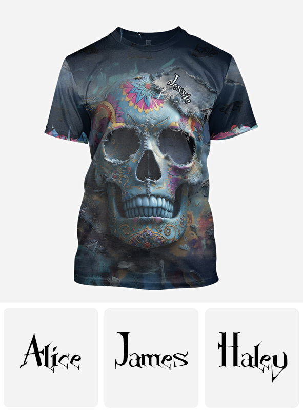T-shirt personnalisé à motif tête de mort mexicaine