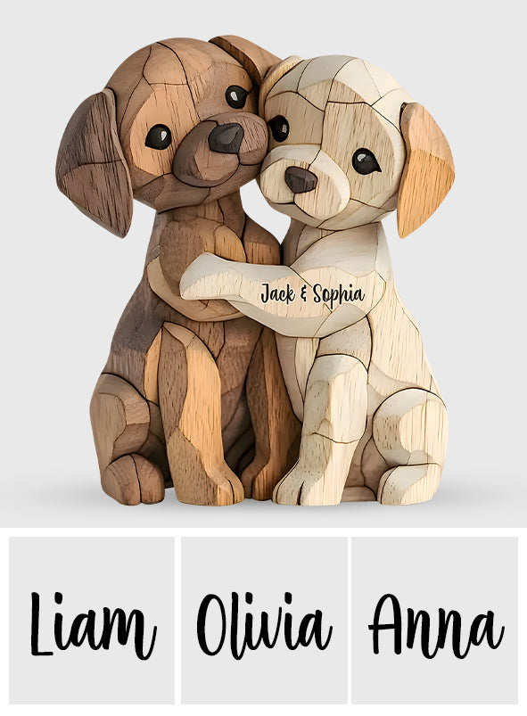 Chiots câlins - Plaque acrylique personnalisée en forme de chien