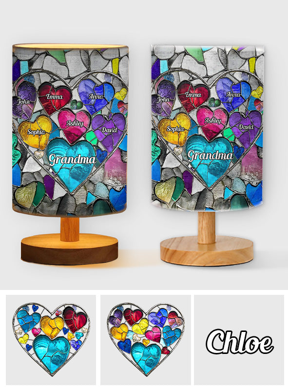 Grandma's Mom's Sweethearts - Personalized Grandma Table Lamp with Wood Base