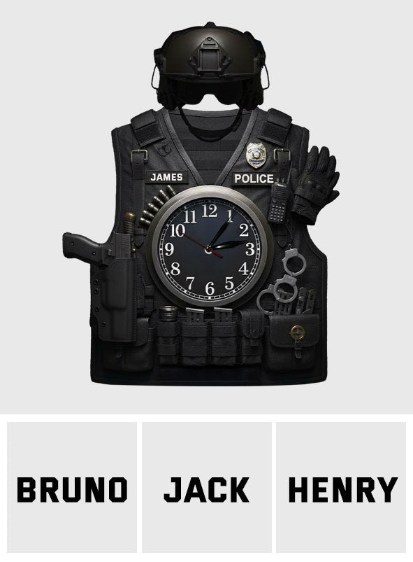 Servir et protéger - Horloge murale lumineuse LED personnalisée pour policiers