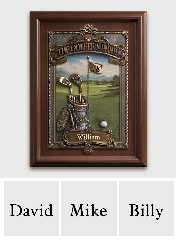 La fierté du golfeur - Panneau en bois personnalisé sur le thème du golf