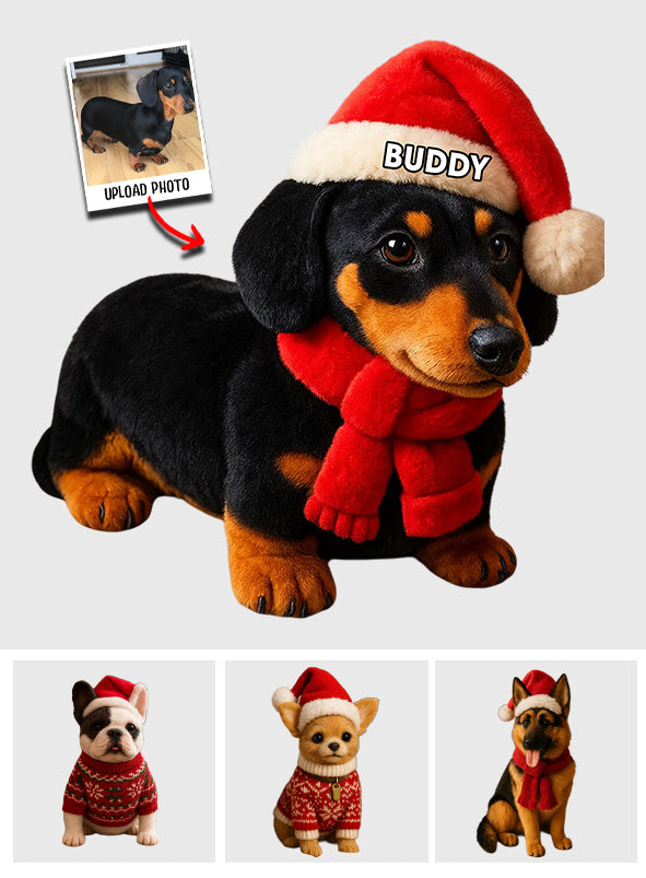 Pet Christmas - Personalized Dog Faux Fur Shaped Pillow