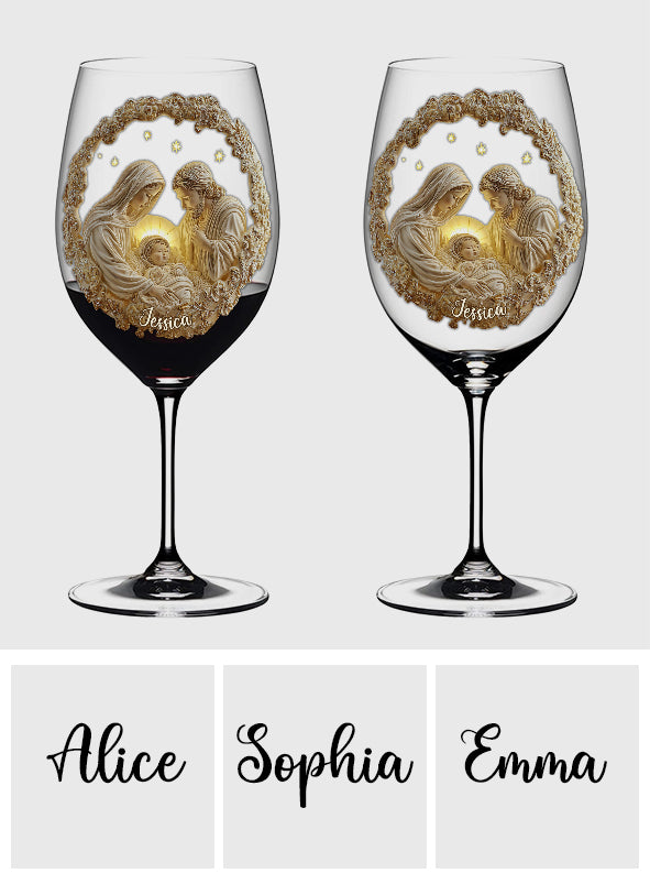 Scène de la Nativité - Verre à vin chrétien personnalisé à longue tige