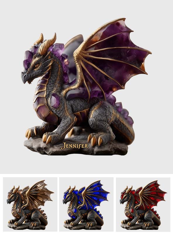 Améthyste/Quartz rose/Rubis/... Style Dragon - Plaque acrylique personnalisée en forme de dragon