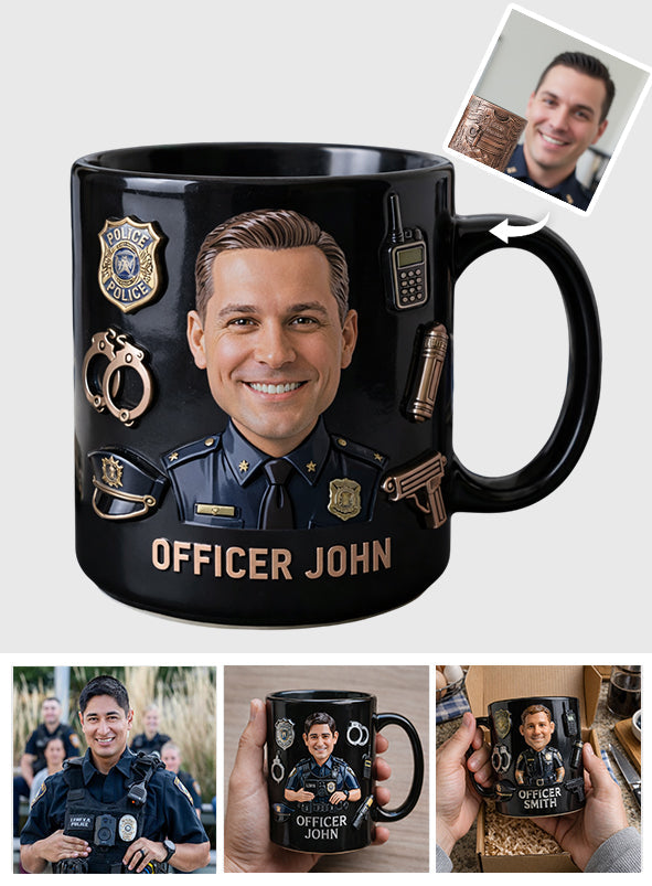 Funny Caricature Custom Mug From Any Photo - Personalized Police Officer Mug