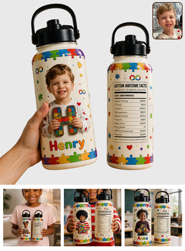 It's OK To Be Different - Personalized Autism Awareness Kids Water Bottle
