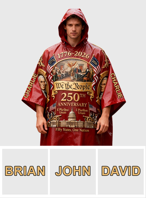 250e anniversaire de l'Amérique - Poncho imperméable patriotique personnalisé