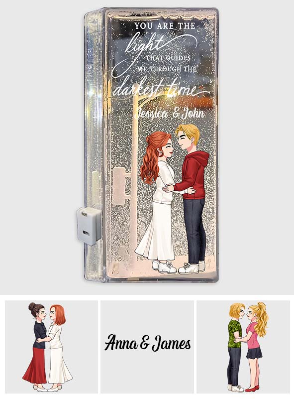 Tu es la lumière qui me guide dans les nuits les plus sombres - Veilleuse flocon de neige personnalisée pour couple