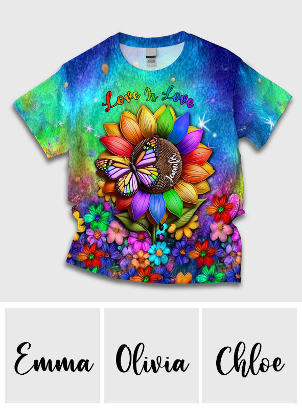 L'amour c'est l'amour - T-shirt personnalisé de soutien à la communauté LGBT