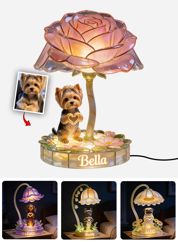 Any Photo Pet Flower Lamp - Personalized Dog Acrylic LED Night Light