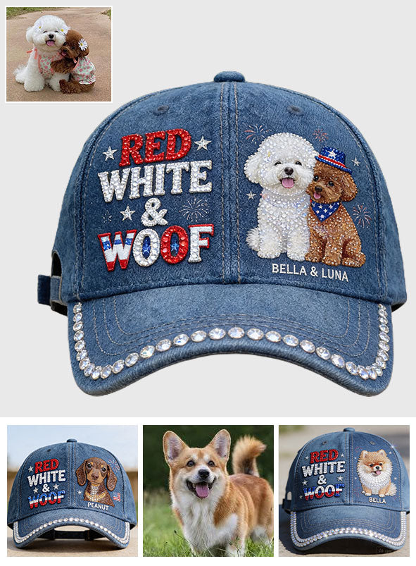 Rouge, Blanc & Woof - Casquette Classique Personnalisée pour Chien