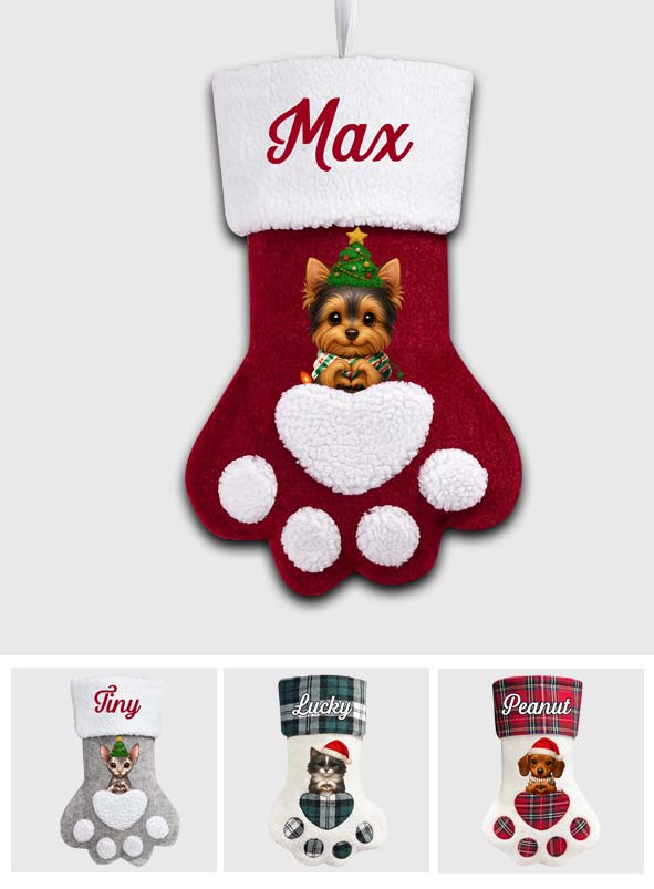 Joyeux Woofmas ! - Chaussette de Noël personnalisée en forme de chien