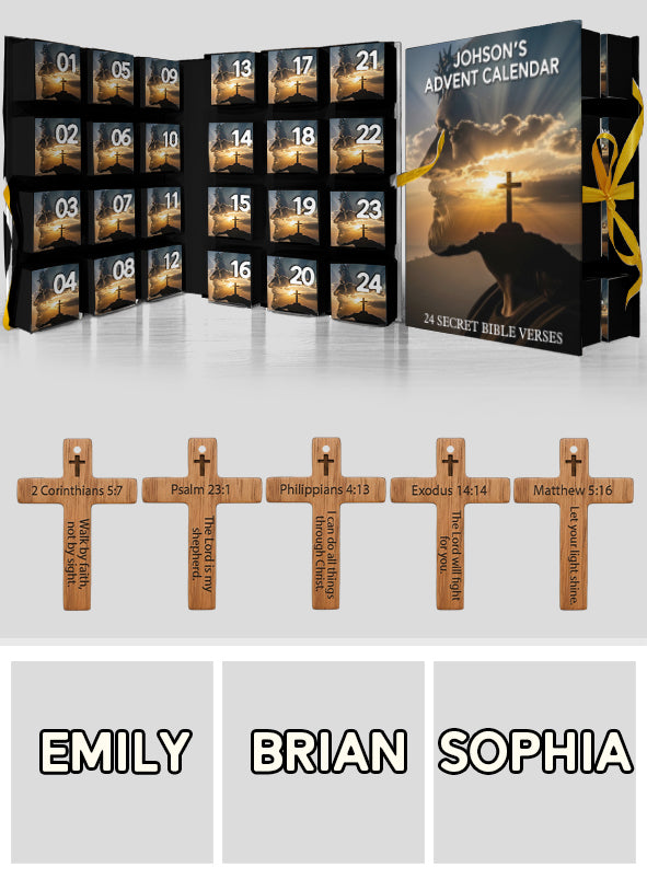 Bible Verse Advent Calendar - Personalized Christian Folded Advent Calendar With Ornaments