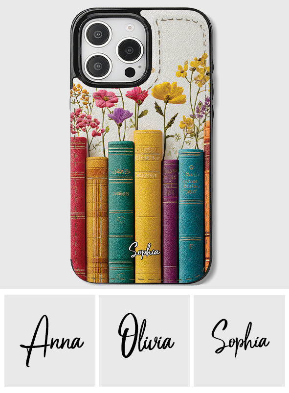 Livre de fleurs vintage - Étui portefeuille pliable personnalisé pour téléphone