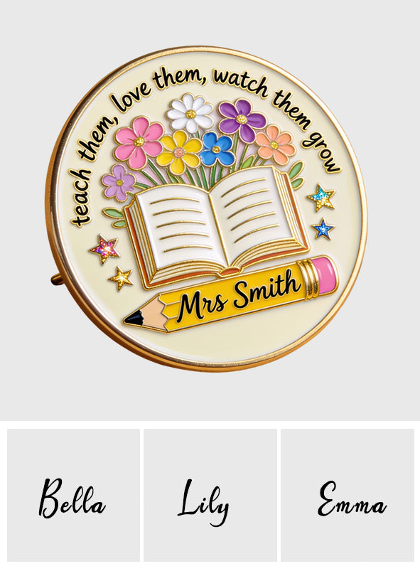 Teacher Gifts Boho Kraft - Personalized Teacher 3D Embossed Enamel Pin